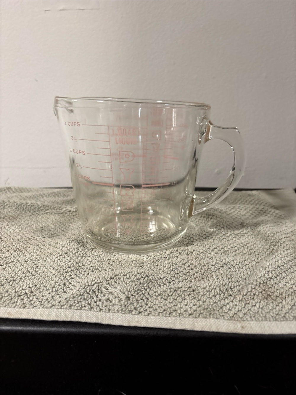 Pyrex Clear Glass Measuring Cup with Red Markings